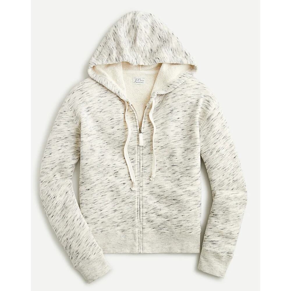 J. Crew Vintage cotton terry cropped hoodie in speckle, light gray size small